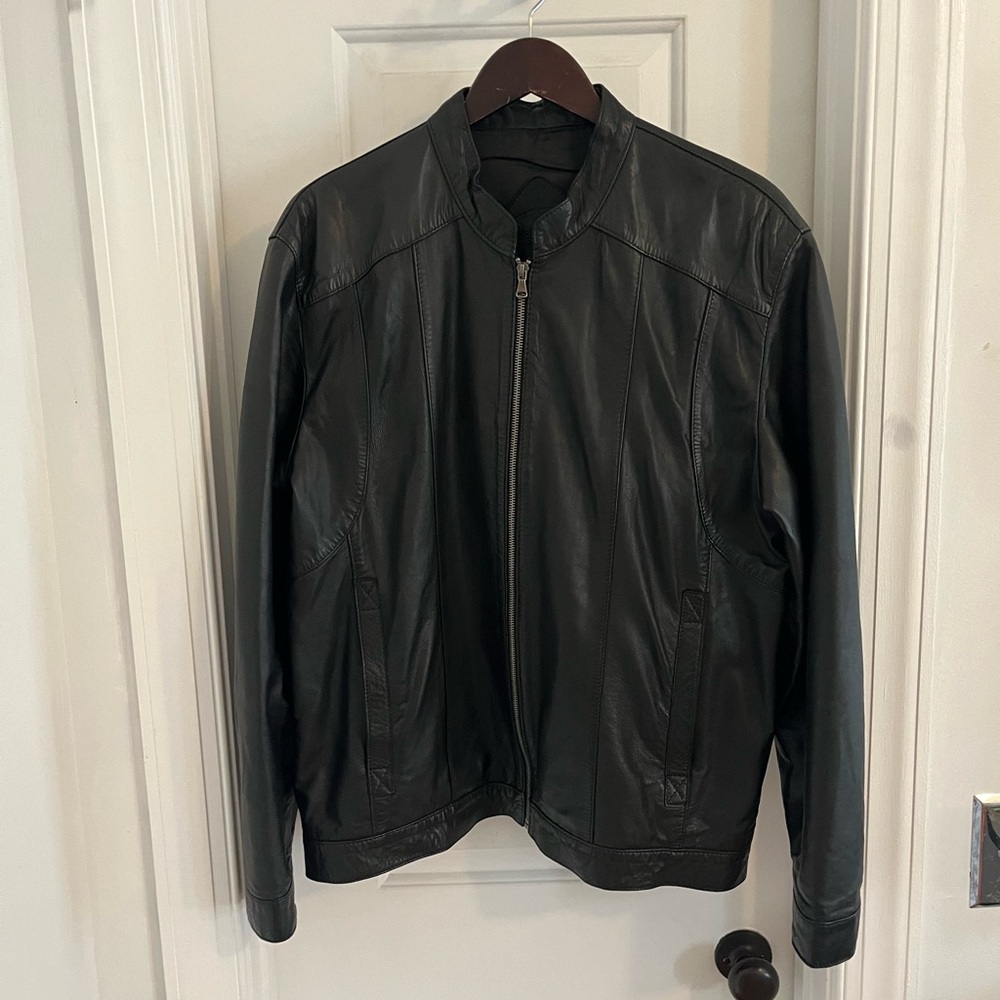 Leather Fashions Cafe Racer Black Leather Jacket‎